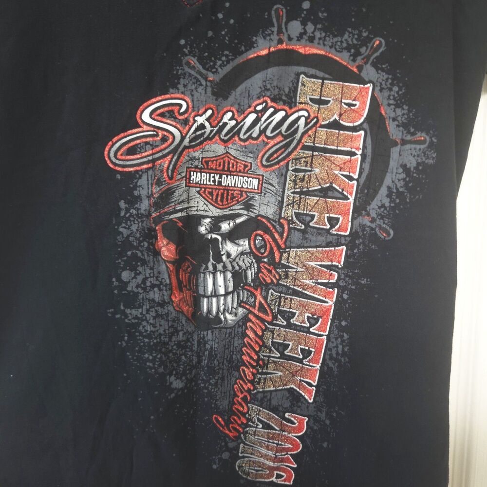 Harley Davidson Bike Week 2016 Myrtle Beach Skull Tee Womens Medium